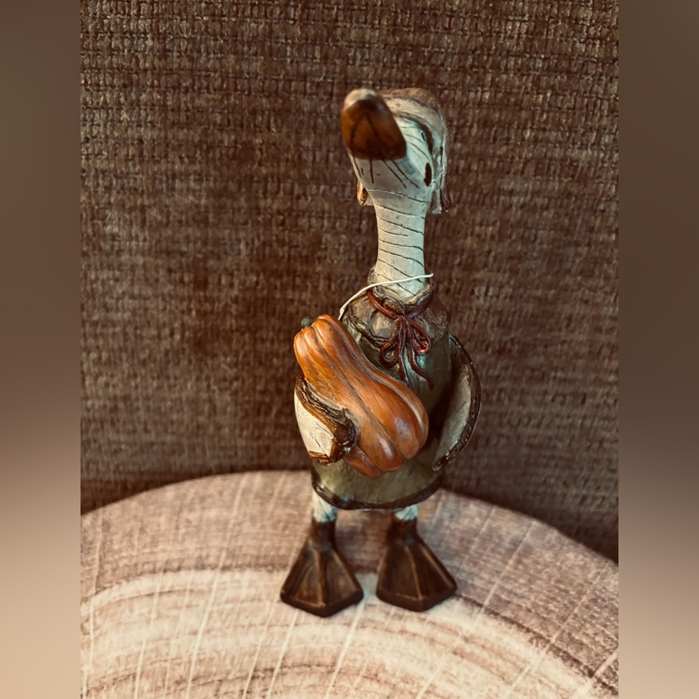 Vintage TII Collections Halloween/Fall Resin Duck Figurine with Orange Pumpkin